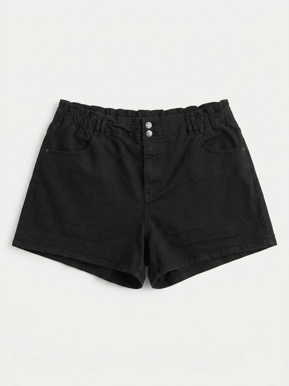 R Jeans by Reitmans Black Paperbag High Rise Double Button Shorts - Size 38 (XL)